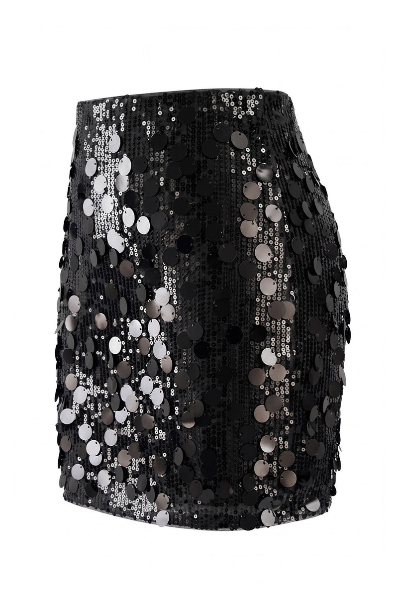 Laden Sie das Bild in den Galerie-Viewer, Glamouröser großer Pailletten-Mini-Rock mit hoher Taille für einen glitzernden Abend für Frauen