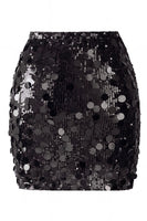 Laden Sie das Bild in den Galerie-Viewer, Glamouröser großer Pailletten-Mini-Rock mit hoher Taille für einen glitzernden Abend für Frauen