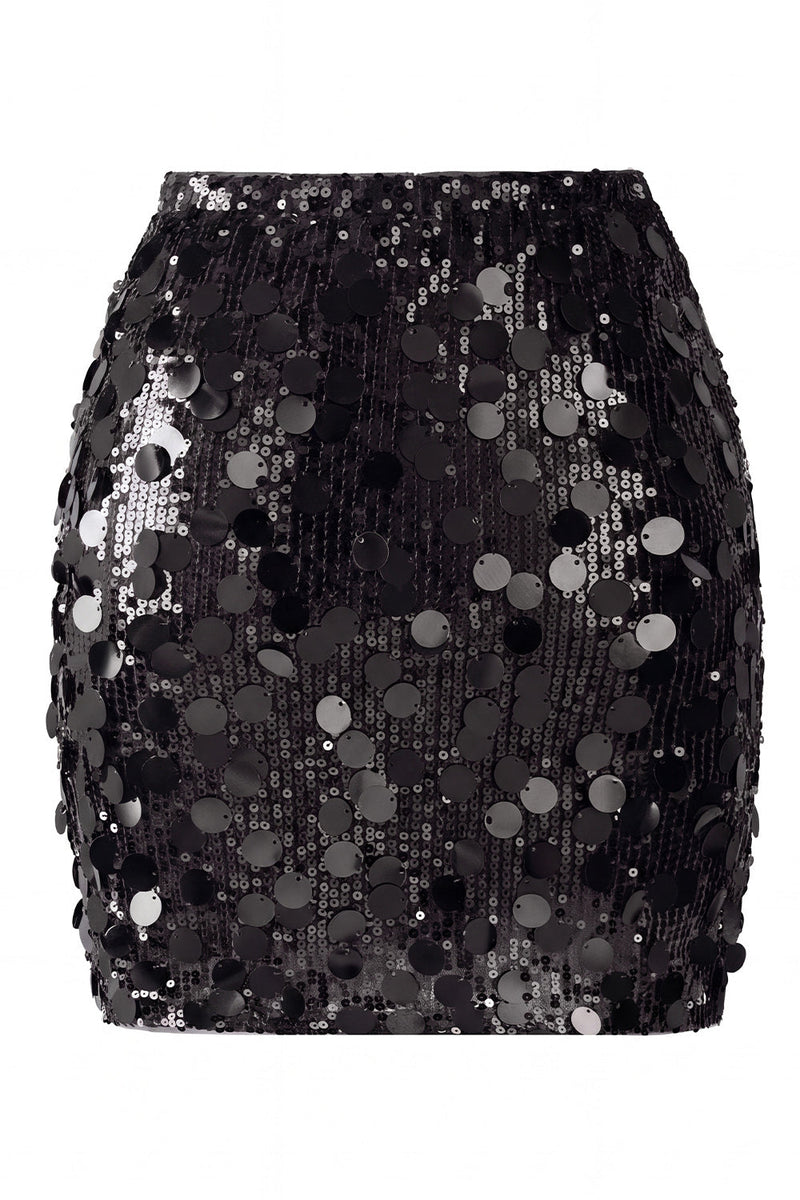 Laden Sie das Bild in den Galerie-Viewer, Glamouröser großer Pailletten-Mini-Rock mit hoher Taille für einen glitzernden Abend für Frauen