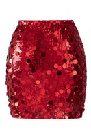Laden Sie das Bild in den Galerie-Viewer, Glamouröser großer Pailletten-Mini-Rock mit hoher Taille für einen glitzernden Abend für Frauen