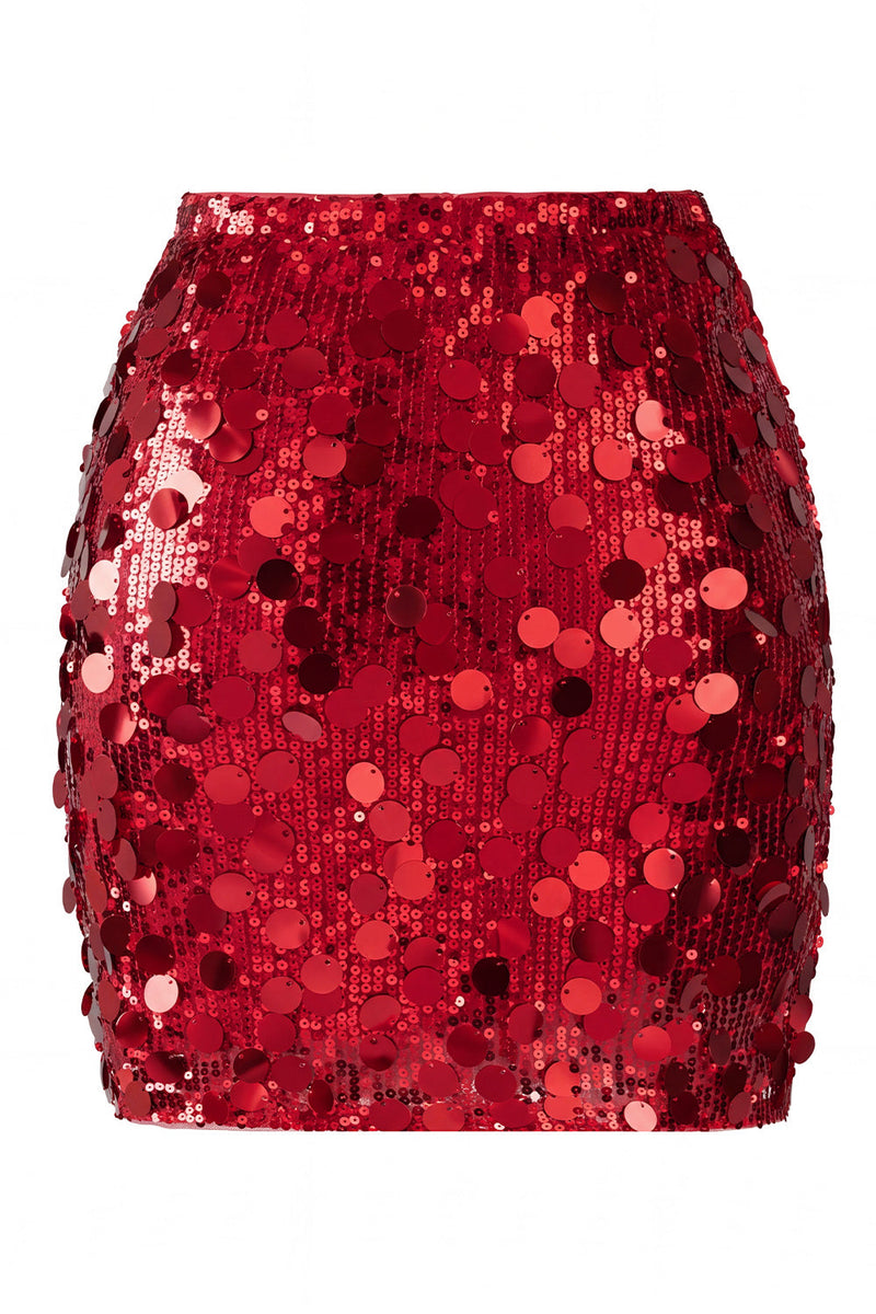 Laden Sie das Bild in den Galerie-Viewer, Glamouröser großer Pailletten-Mini-Rock mit hoher Taille für einen glitzernden Abend für Frauen