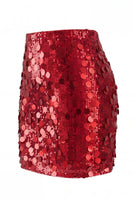 Laden Sie das Bild in den Galerie-Viewer, Glamouröser großer Pailletten-Mini-Rock mit hoher Taille für einen glitzernden Abend für Frauen