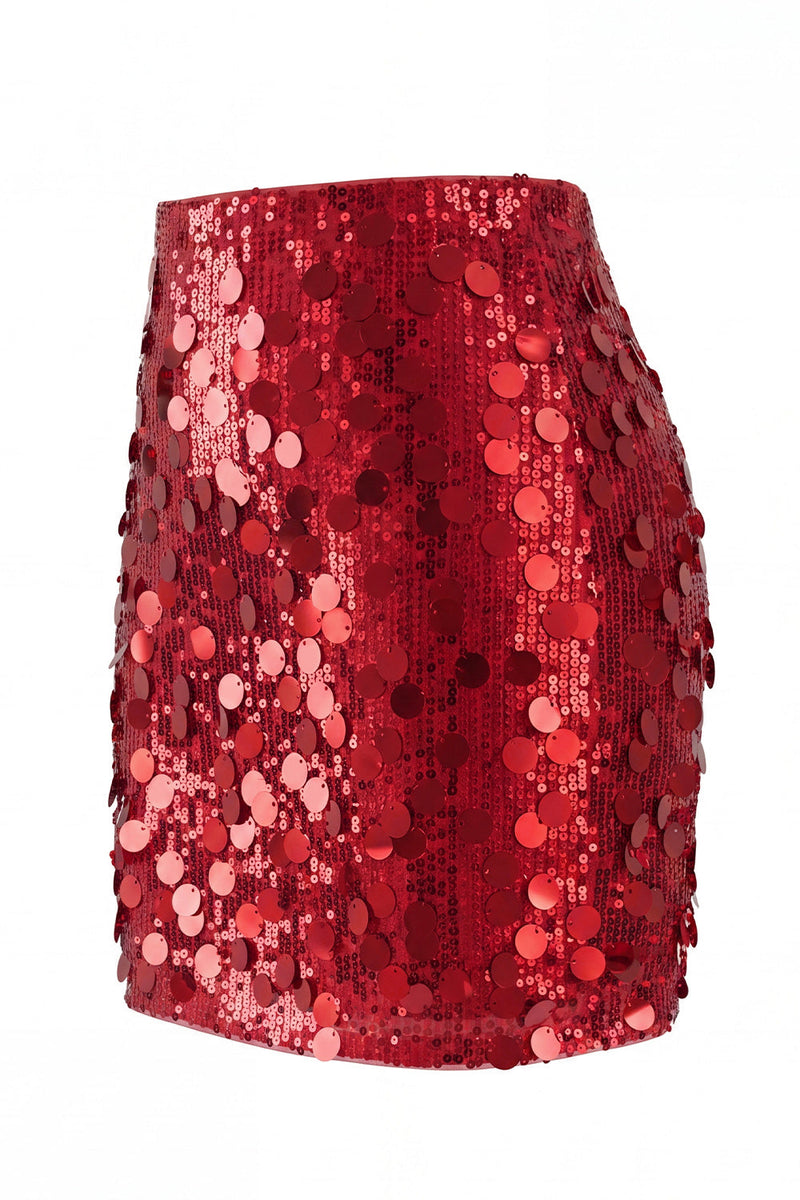 Laden Sie das Bild in den Galerie-Viewer, Glamouröser großer Pailletten-Mini-Rock mit hoher Taille für einen glitzernden Abend für Frauen
