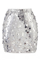 Laden Sie das Bild in den Galerie-Viewer, Glamouröser großer Pailletten-Mini-Rock mit hoher Taille für einen glitzernden Abend für Frauen