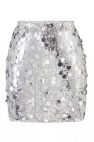 Laden Sie das Bild in den Galerie-Viewer, Glamouröser großer Pailletten-Mini-Rock mit hoher Taille für einen glitzernden Abend für Frauen