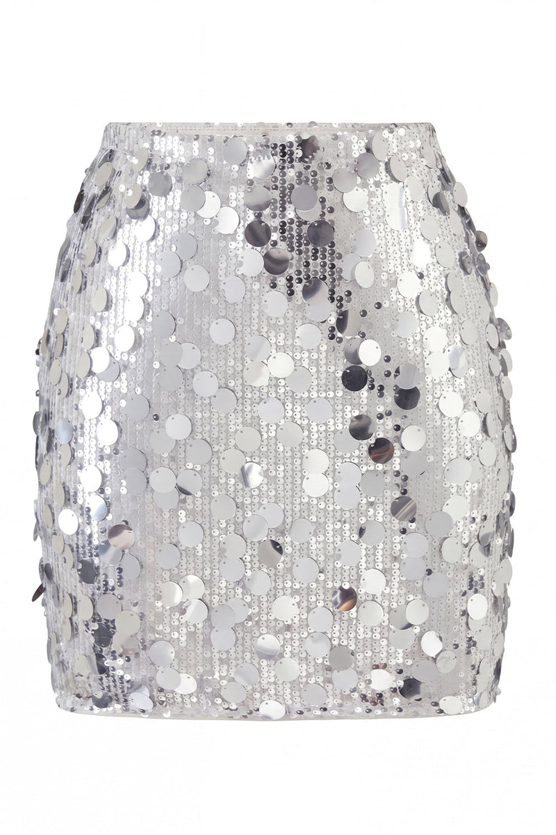 Laden Sie das Bild in den Galerie-Viewer, Glamouröser großer Pailletten-Mini-Rock mit hoher Taille für einen glitzernden Abend für Frauen