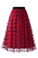 Laden Sie das Bild in den Galerie-Viewer, Damen-3D-Blumen-Mesh-Tüll-Midi-Rock – Hoch taillierter A-Linie Feen-Langrock