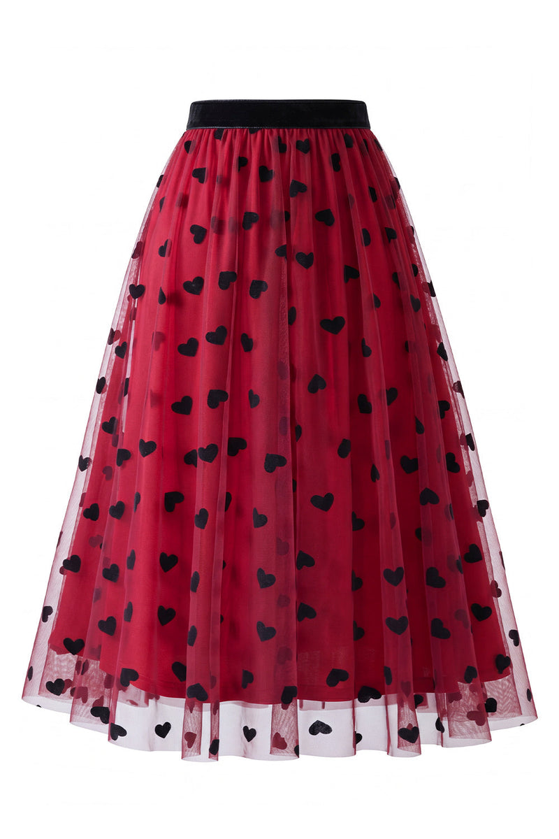 Laden Sie das Bild in den Galerie-Viewer, Damen-3D-Blumen-Mesh-Tüll-Midi-Rock – Hoch taillierter A-Linie Feen-Langrock
