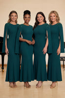 Laden Sie das Bild in den Galerie-Viewer, Dunkelgrünes Meerjungfrauen Langes Chorkleid mit Rundhals