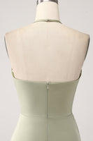 Laden Sie das Bild in den Galerie-Viewer, Etui Armeegrün V-Ausschnitt Perlen langes Ballkleid mit Schlitz