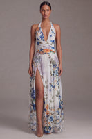Laden Sie das Bild in den Galerie-Viewer, Schwarzes Halter Muster A-Linie Blumenkleid