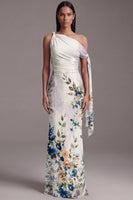 Laden Sie das Bild in den Galerie-Viewer, Schwarzes Asymmetrisches Meerjungfrauen Blumen Ballkleid
