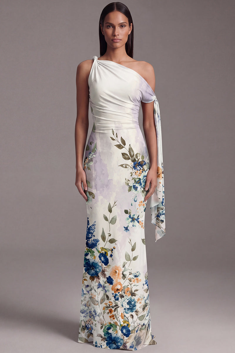 Laden Sie das Bild in den Galerie-Viewer, Schwarzes Asymmetrisches Meerjungfrauen Blumen Ballkleid