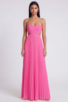Laden Sie das Bild in den Galerie-Viewer, A-Linie pink-orange-Sweetheart plissiertes Maxi-Kleid