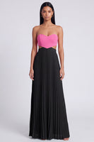 Laden Sie das Bild in den Galerie-Viewer, A-Linie pink-orange-Sweetheart plissiertes Maxi-Kleid