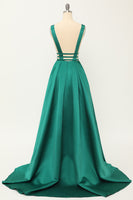 Laden Sie das Bild in den Galerie-Viewer, Blush Satin langes Ballkleid