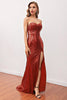 Laden Sie das Bild in den Galerie-Viewer, Rotes Pailletten Meerjungfrau langes Ballkleid