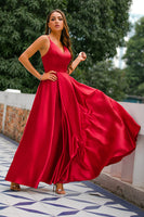 Laden Sie das Bild in den Galerie-Viewer, Rotes Satin Kleid