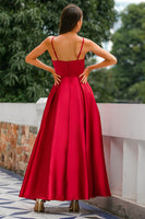 Laden Sie das Bild in den Galerie-Viewer, Rotes Satin Kleid