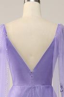 Laden Sie das Bild in den Galerie-Viewer, Lila Watteau Schleppe Ballkleid mit 3D Blumen