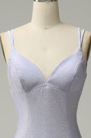 Laden Sie das Bild in den Galerie-Viewer, Meerjungfrau Spaghettiträger Lila langes Ballkleid mit rückenfrei