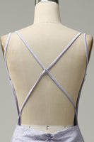 Laden Sie das Bild in den Galerie-Viewer, Meerjungfrau Spaghettiträger Lila langes Ballkleid mit rückenfrei