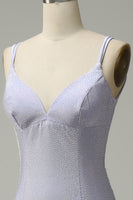 Laden Sie das Bild in den Galerie-Viewer, Meerjungfrau Spaghettiträger Lila langes Ballkleid mit rückenfrei