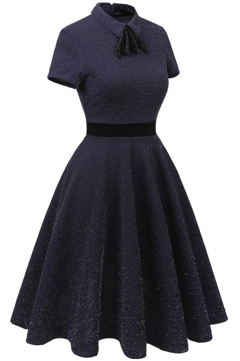 Burgunder 50er Jahre Vintage Kleid mit Ärmeln
