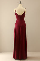 Laden Sie das Bild in den Galerie-Viewer, Burgundy Einfach Langes Brautjungfernkleid Ballkleid