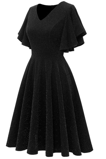 Glitzer schwarz Casual Party Kleid