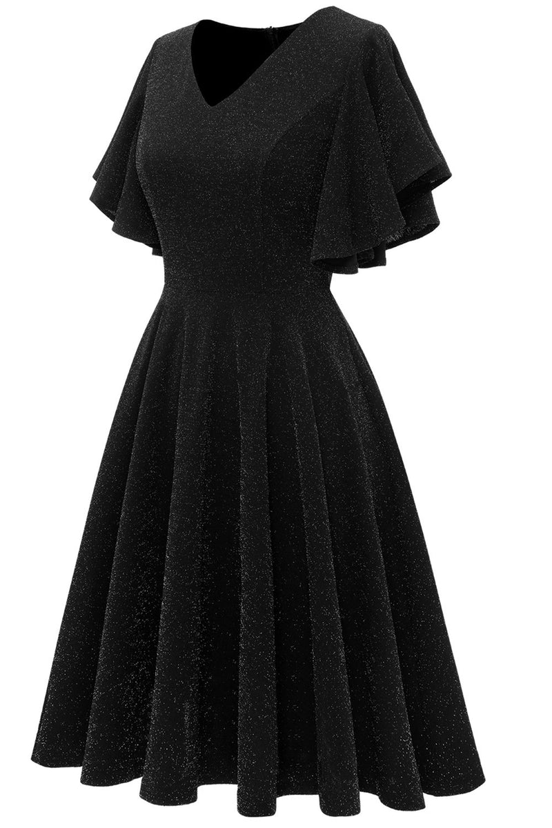 Laden Sie das Bild in den Galerie-Viewer, Glitzer schwarz Casual Party Kleid