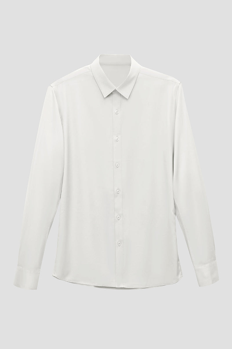 Laden Sie das Bild in den Galerie-Viewer, Weißes Einfarbig Langarm Shirt Herren Anzug Hemd