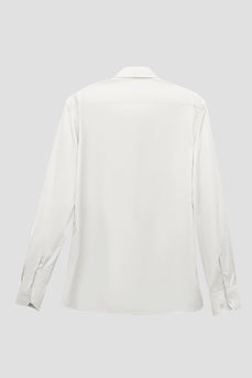 Weißes Einfarbig Langarm Shirt Herren Anzug Hemd