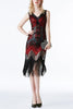 Laden Sie das Bild in den Galerie-Viewer, Rot Glitzer Franse1920er Flapper Kleid
