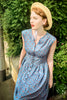 Laden Sie das Bild in den Galerie-Viewer, Blau 1950er Knopf Plaid Swing Kleid