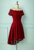 Laden Sie das Bild in den Galerie-Viewer, Dunkelrot Asymmetrisches Kleid