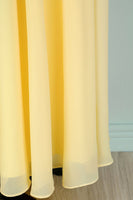 Laden Sie das Bild in den Galerie-Viewer, Gelbes V-Ausschnitt Langes Kleid