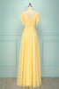 Laden Sie das Bild in den Galerie-Viewer, Gelbes V-Ausschnitt Langes Kleid