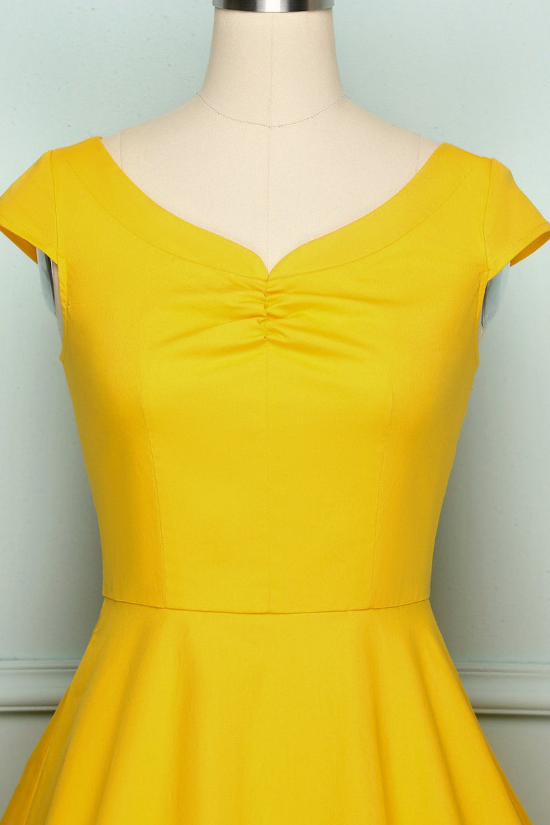 Laden Sie das Bild in den Galerie-Viewer, 50er Gelbes Kleid