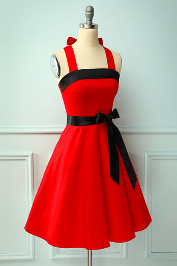 Rot/Schwarzes Halfter Pinup Kleid