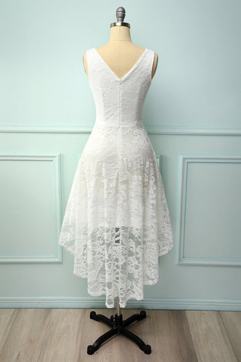 Spitze Weißes Asymmetrisches Kleid