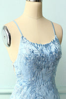 Laden Sie das Bild in den Galerie-Viewer, Himmelblaue SpaghettiTräger Bodycon Kleid