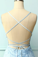 Laden Sie das Bild in den Galerie-Viewer, Himmelblaue SpaghettiTräger Bodycon Kleid