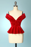 Laden Sie das Bild in den Galerie-Viewer, Rot Samt Cropped Oberteil