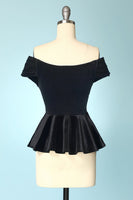 Laden Sie das Bild in den Galerie-Viewer, Schwarz Samt Cropped Tops