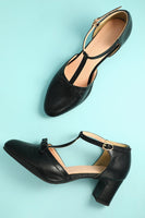 Laden Sie das Bild in den Galerie-Viewer, Leder Schwarz Klobige Absätze