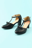 Laden Sie das Bild in den Galerie-Viewer, Leder Schwarz Klobige Absätze