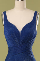 Laden Sie das Bild in den Galerie-Viewer, Langes Funkeln Königsblau Ballkleid