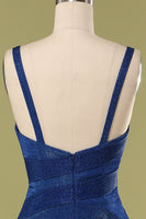 Laden Sie das Bild in den Galerie-Viewer, Langes Funkeln Königsblau Ballkleid