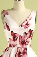 Laden Sie das Bild in den Galerie-Viewer, Blumen Rosa Cocktailkleid